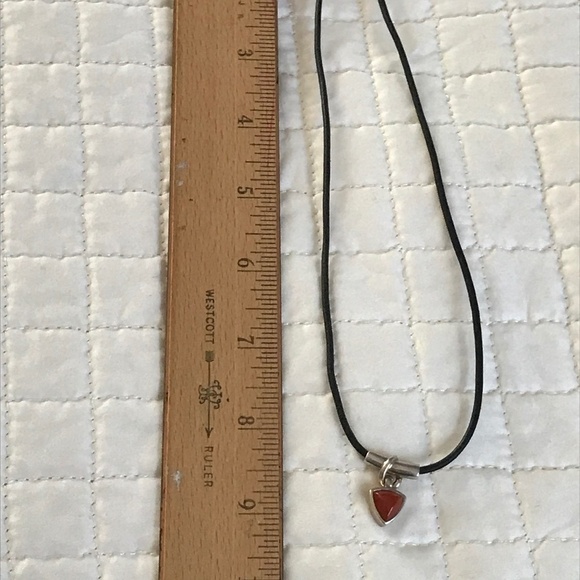 Red Carnelian/Sterling/Leather Necklace - Picture 2 of 6